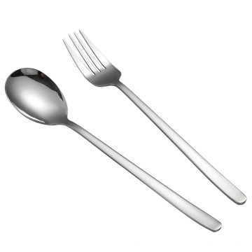 Kitchenware high quality long handle spoon fork stainless steel cutlery korean flatware set spoons